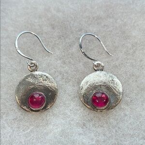 Ruby and Sterling Handmade Earrings